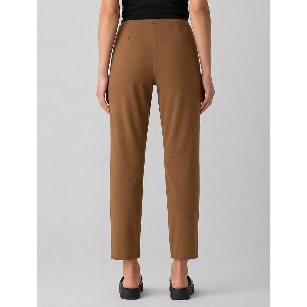 Eileen Fisher Washable Stretch Crepe Ankle Pants Women L Brown Pull On Neutral - Picture 6 of 15